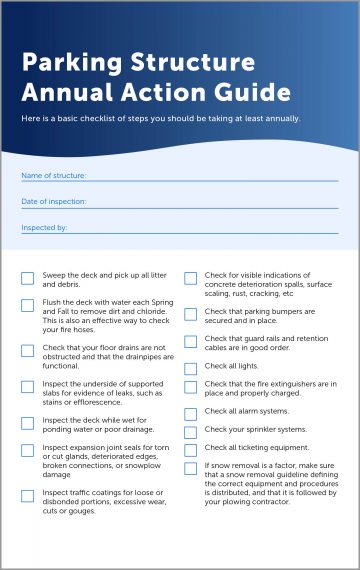 Parking Structure Annual Action Guide